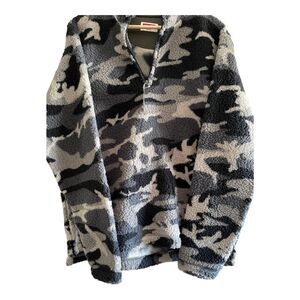 Wrangler 1/4 Zip Sherpa Fleece Pullover Camouflage Jacket Size M